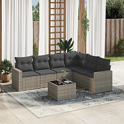 vidaXL Salon de jardin avec coussins 7 pcs gris résine tressée