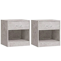 vidaXL Tables de chevet 2 pcs avec tiroir Gris béton