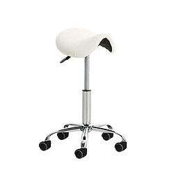 Decoshop26 Tabouret de travail avec roulette en synthétique blanc TABO10013 