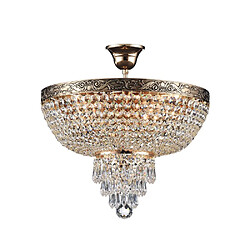 MAYTONI Plafonnier semi-encastré doré antique et cristal, 5 lumières, E27 