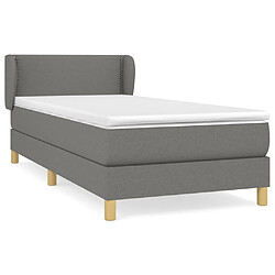 vidaXL Sommier à lattes de lit avec matelas Gris foncé 100x200cm Tissu