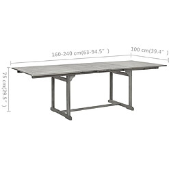 vidaXL Table à dîner de jardin (160-240)x100x75cm Bois d'acacia massif pas cher