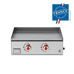 plancha au gaz BRASERO Joana Inox 2 Feux - Surface de cuisson 53 x 40 cm - Gris