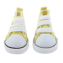 Top Haute Paire De Lacets De Chaussures De Toile Pour 1/6 Poupées Bjd Jaune Accessoire