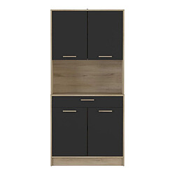 Dansmamaison Buffet de cuisine 4 portes battantes Noir/Chêne - ALFREDO Buffet de cuisine 4 portes battantes Noir/Chêne - ALFREDO - L 83 x l 40 x H 176 cm