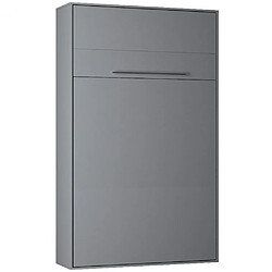 Inside 75 Armoire lit escamotable KOMPACT Ouverture assistée, coloris gris mat couchage 160*200 cm.