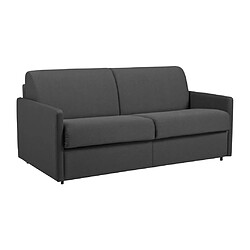 Vente-Unique Canapé 3 places convertible express en tissu gris - Couchage à lattes larges 140 cm - Matelas 18 cm CALIFE