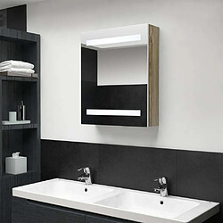 Maison Chic Armoire de salle de bain,Meuble de rangement,Meuble haut à miroir à LED blanc et chêne -GKD672219