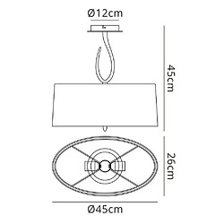 Luminaire Center Semi Plafonnier Lua 2 Ampoules E27, gris cendré avec Abat jour gris cendré