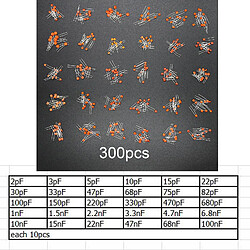 Kit D'assortiment de Condensateurs En Céramique 300pcs / Set 2pf-0.1uf 30