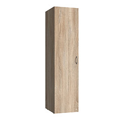 Pegane Armoire de rangement en bois mélamine coloris imitation chêne - longueur 30 x hauteur 185 x profondeur 54 cm 