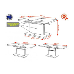 Dusine TABLE BASSE ABSOLUT RELEVABLE ET EXTENSIBLE BLANC LAQUE