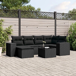 Maison Chic Salon de jardin 7 pcs avec coussins | Ensemble de Table et chaises | Mobilier d'Extérieur noir résine tressée -GKD12426