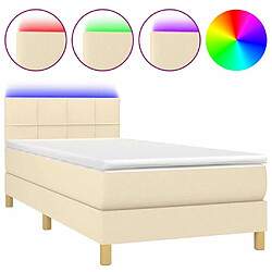 Sommier à lattes LED,Cadre à lattes de lit avec matelas pour Adulte Crème 80x200 cm Tissu -MN12920