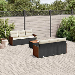 Maison Chic Ensemble Tables et chaises d'extérieur 7pcs avec coussins,Salon de jardin noir résine tressée -GKD673368