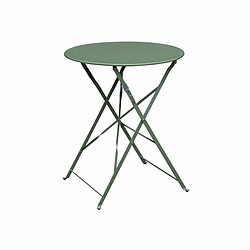 Table de jardin bistrot pliable - Emilia ronde vert de gris- Table ronde Ø60cm en acier thermolaqué | sweeek Table de jardin bistrot pliable - Emilia ronde vert de gris- Table ronde Ø60cm en acier thermolaqué