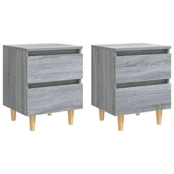 vidaXL Tables de chevet pieds en bois 2 pcs Sonoma gris 40x35x50 cm