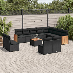 Maison Chic Salon de jardin avec coussins 13 pcs | Ensemble de Table et chaises | Mobilier d'Extérieur noir résine tressée -GKD98884