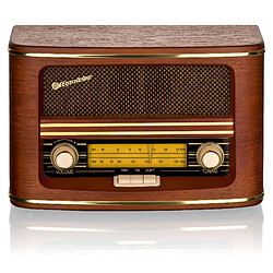 Radio Vintage Portable FM/MW Haut-parleur, Alimentation Secteur ou par Piles, , Bois, Roadstar, HRA-1500N