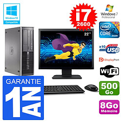 PC HP 6200 SFF Ecran 22" Intel i7-2600 RAM 8Go Disque 500Go Graveur DVD Wifi W7 · Occasion 