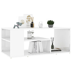 Avis Maison Chic Table basse,Table Console Table d'appoint, Table pour salon Blanc brillant 100x50x40 cm Aggloméré -MN83293