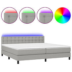 Sommier à lattes et matelas LED,Cadre à lattes de lit pour Adulte Gris clair 200x200 cm Tissu -MN29509