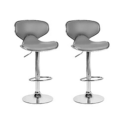 Beliani Tabouret de bar Set de 2 Cuir PU Gris CONWAY 