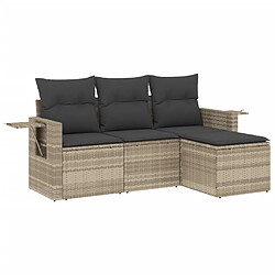 vidaXL Salon de jardin 4 pcs avec coussins gris clair résine tressée