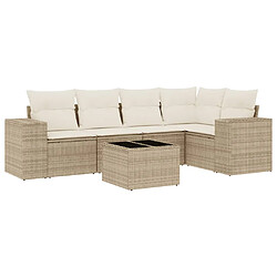 vidaXL Salon de jardin avec coussins 6 pcs beige résine tressée