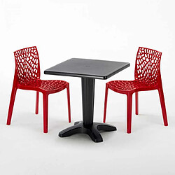 Grand Soleil Table et 2 chaises colorées polypropylen