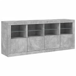 Maison Chic Commode Buffet - Meuble de rangement avec lumières LED gris béton 163x37x67 cm -GKD72421 pas cher