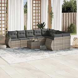 vidaXL Salon de jardin avec coussins 10 pcs gris clair résine tressée