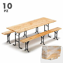 Wood Decor 10 Table de brasserie bancs en bois 3 jambes pliant ensemble 220 x 80