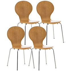 Decoshop26 Lot de 4 chaises de cuisine salle à manger empilables dossier arrondi en bois chêne et métal chromé 10_0003181