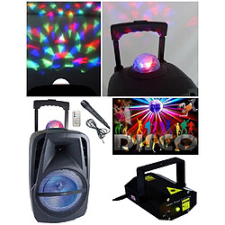 ENCEINTE SONO PORTABLE PARTY BLUETOOTH KARAOKE 450W MOBILE USB TWS LED RGB MSD RADIO FM + Laser multipoints rouge vert