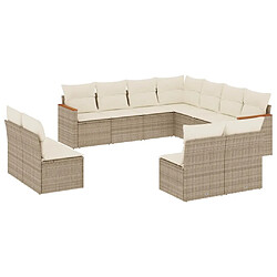 Maison Chic Salon de jardin 11 pcs avec coussins, Ensemble Tables et chaises d'extérieur beige résine tressée -GKD485878