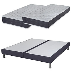 Ebac Matelas ressort + Sommier SR15 Volcan 2x90x190 Rhodes - H. 24 cm - Soutien ferme 