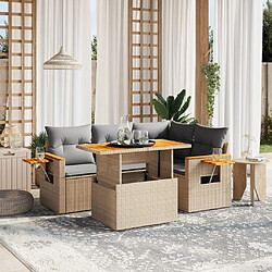 vidaXL Salon de jardin avec coussins 5 pcs beige résine tressée 