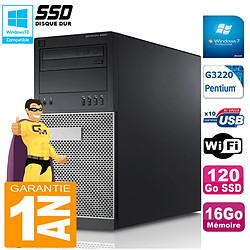 PC Tour DELL 9020 Intel G3220 Ram 16Go Disque 120 Go SSD Graveur DVD Wifi W7 - Occasion