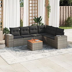 vidaXL Salon de jardin avec coussins 7 pcs gris résine tressée 