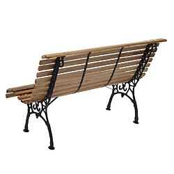 Mendler Banc de jardin HWC-F97, banc du parc, banquette en bois, fonte, 3 places, 160cm, 26kg ~ marron clair pas cher