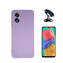 Kit de film en verre trempé de la couverture 5D + couvercle de silicone liquide + SuppOrt Magnétique Phonecare pour Oppo A38 4G - Violet 