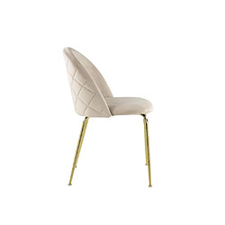 Vente-Unique Lot de 2 chaises - Velours et métal doré - Beige - MELBOURNE pas cher