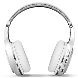 Wewoo Oreillette Bluetooth blanc pour iPhone, Samsung, , Xiaomi, HTC et autres Smartphones, Tous les Périphériques Audio Carte Radio FM, Turbine Sans Fil 4.1 Casque Stéréo avec Micro & Micro SD Fente