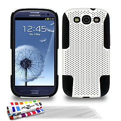 Muzzano Coque + 3 Films SAMSUNG GALAXY S3 / I9300 ""Alveolia Cross Premium"" Blanc et noir Coque Rigide Ultra-Slim ""Alveolia Cross Premium"" Blanc et noir pour SAMSUNG GALAXY S3 / I9300 + 3 Films de protection ?cran