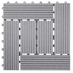 Decoshop26 Carrelage de sol WPC balcon terrasse aspect bois 11 pièces 30x30cm 1m² décalage en teck gris 04_0005436