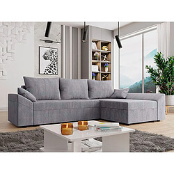 Palozi Sofa Canapé d'angle convertible avec coffre Vaugirard 2 en velours côtelé - 3 places - Gris