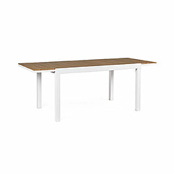 Mes Table de jardin extensible 140/200 cm en alu blanc et bois