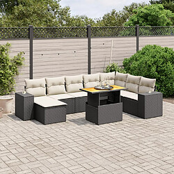 Maison Chic Ensemble Tables et chaises d'extérieur 9 pcs avec coussins,Salon de jardin noir résine tressée -GKD103891