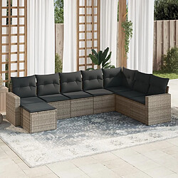 vidaXL Salon de jardin 8 pcs avec coussins gris résine tressée 